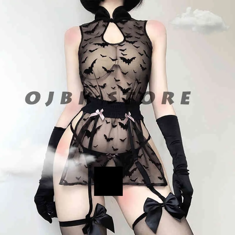 sexy lingerie for size 10 Halloween Bunny Girl Sexy Lingerie Set - Gothic Chest Open Mesh Bodysuit  with Tail Gloves Headband main image 0