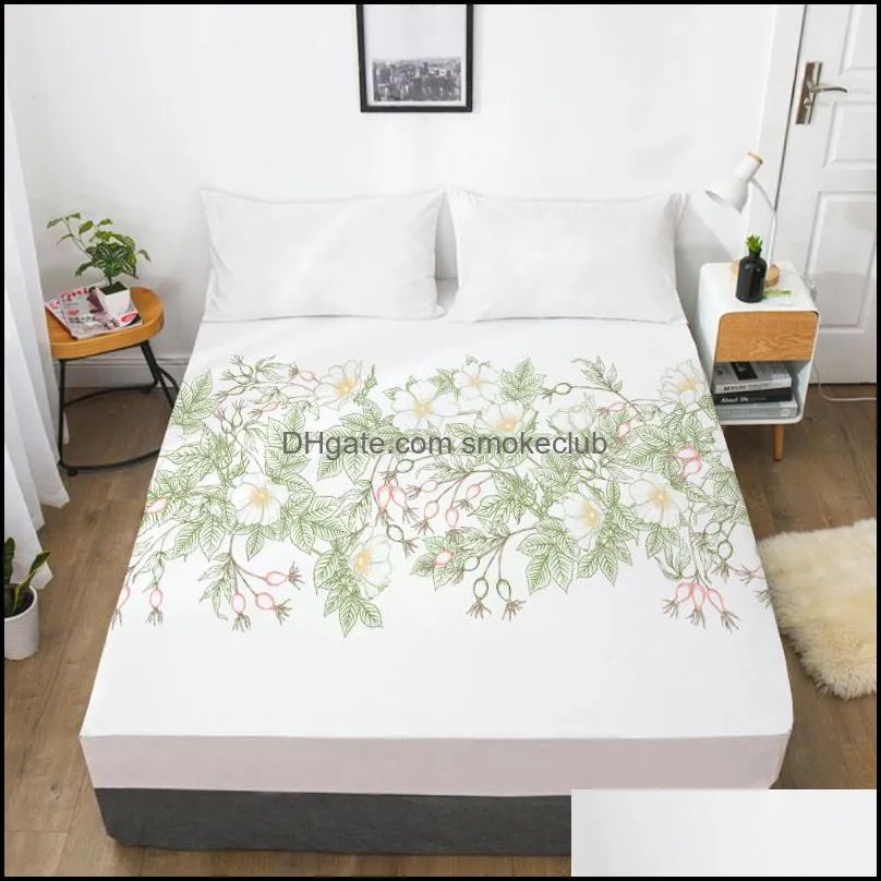 Sheets & Sets Luxury Elastic Fitted Sheet Bed With An Band Mattress Cover Customizable Size For Home Nordic Bird