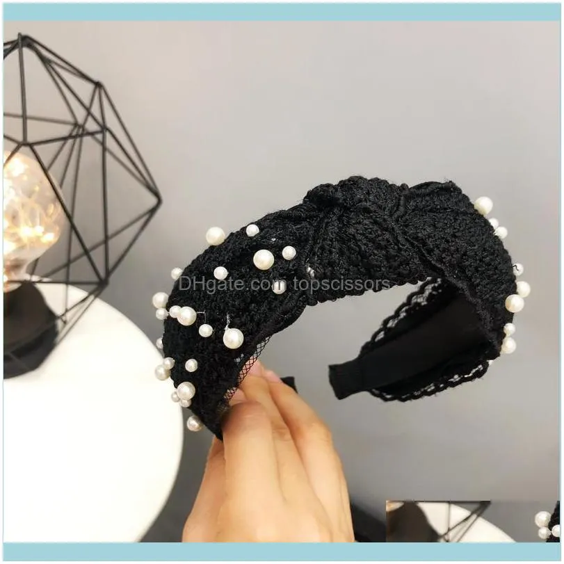 Girls Lace Padded Hairband Elastic Headband Girl Pearl Big Fashion Headwear Women Hair Accessories Band Headband1