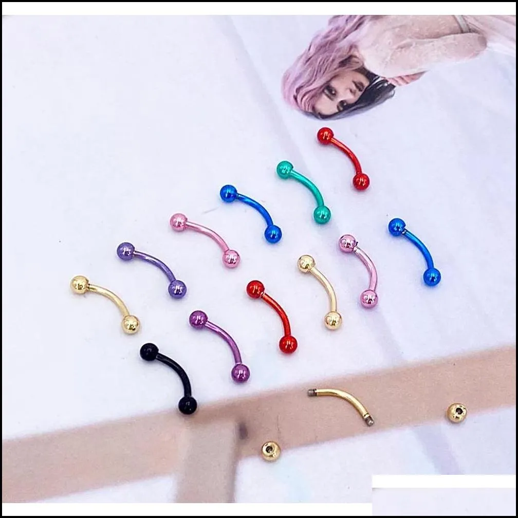 10Pcs/Lot Surgical Steel 3Mm Ball Eyebrow Piercing Internally Threaded Curved Barbell Helix Earring Lip Ring Nipple Rings Body Jewelry