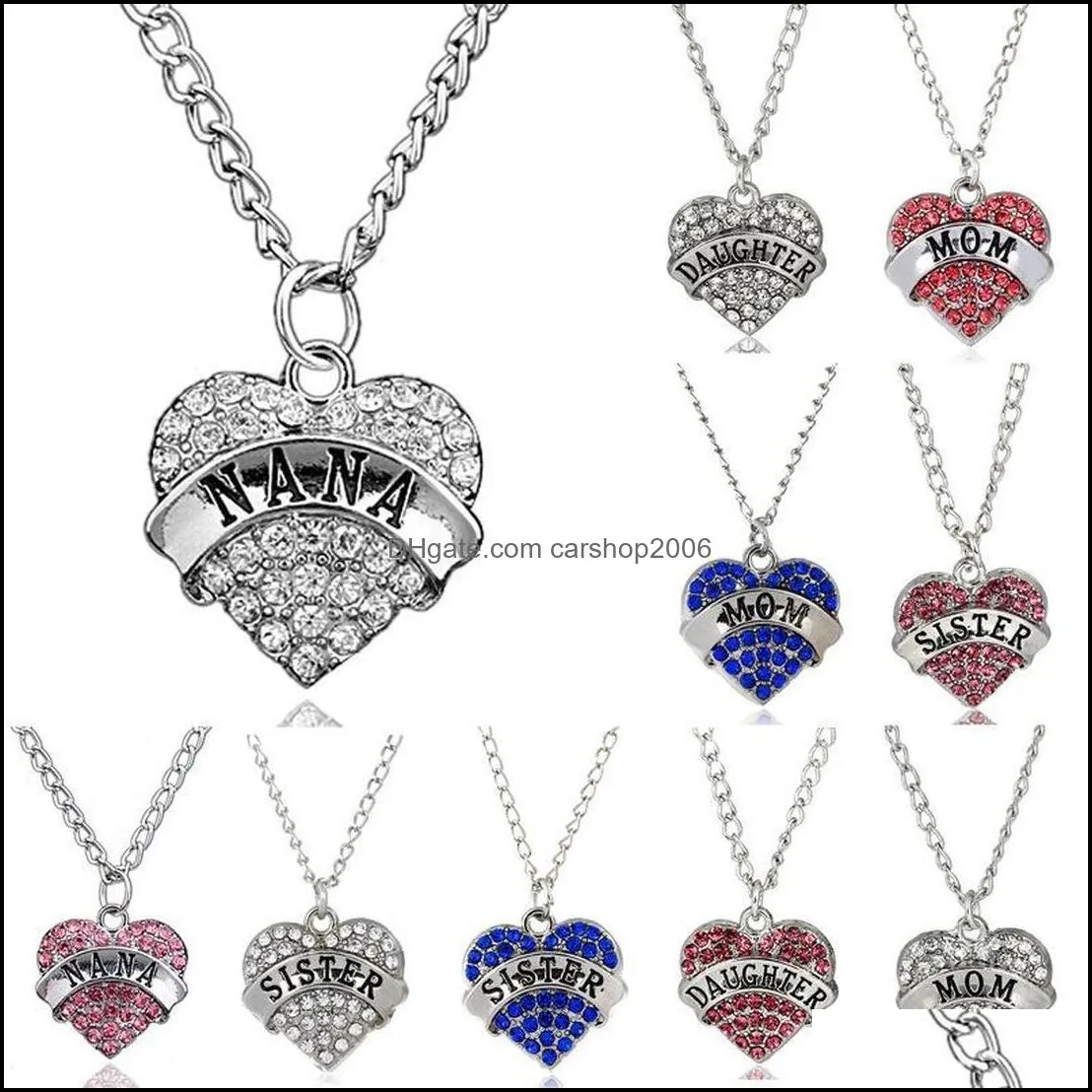 Pendant Necklaces & Pendants Jewelry Diamond Peach Heart Necklace Mothers Day Year Gift Family Crystal Rhinestone Womens Drop Delivery 2021