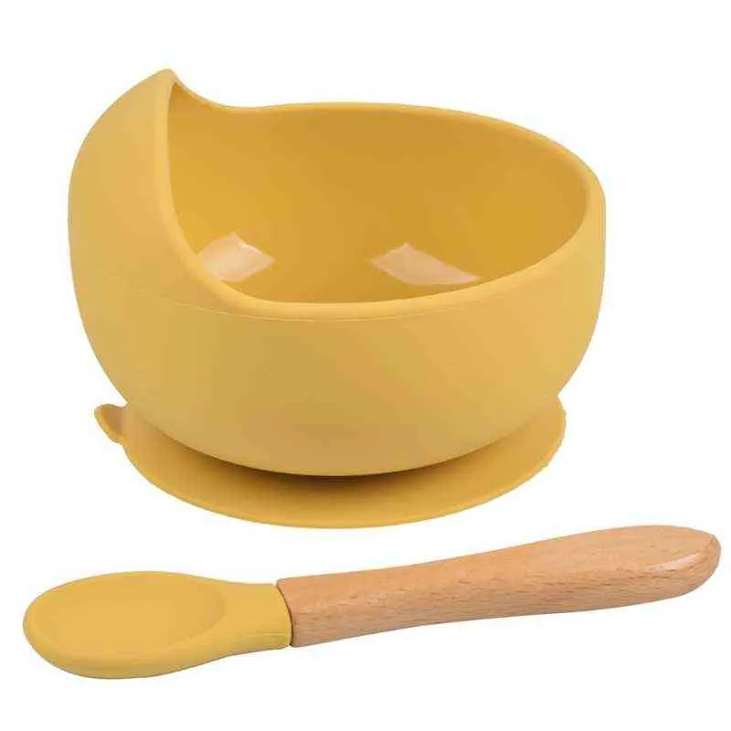 Bol à succion étanche en Silicone sans BPA pour bébé, ensemble de cuillères d'entraînement, vaisselle N7ME G1221 2 pièces