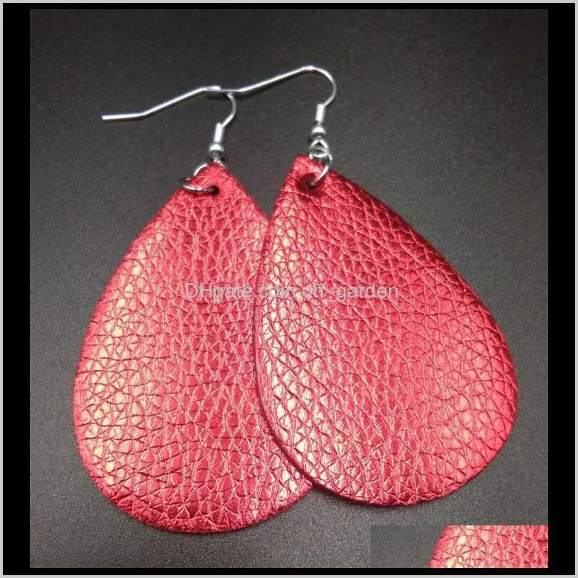 PU Imitation Leather Teardrop Dangle Statement Earrings for Fashion Trendy Jewelry Leopard Women Water Drop Leather Ear