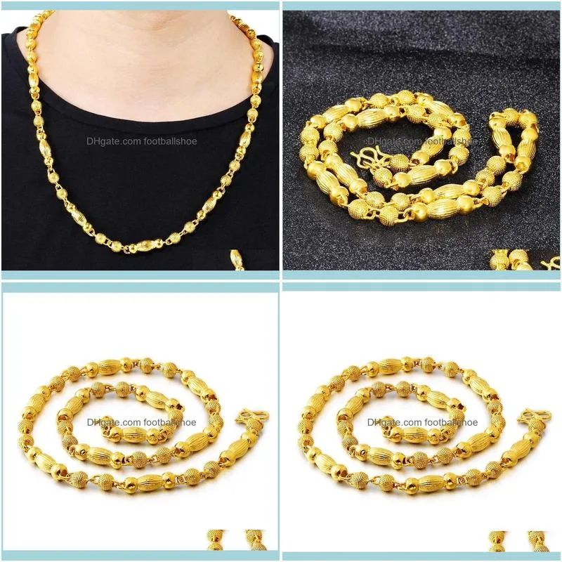 Vietnam Alluvial Gold Imitation Necklace Brass Solid MaCylindrical Jewelry Wholesale Chains