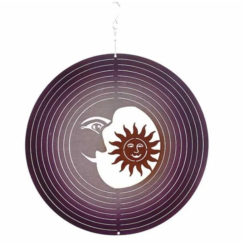 Wind Spinner Stainless Steel Metal Wind Spinners 3D Hanging Garden Decoration for Indoor Outdoor Garden Ornaments Creative 12inch zyy611