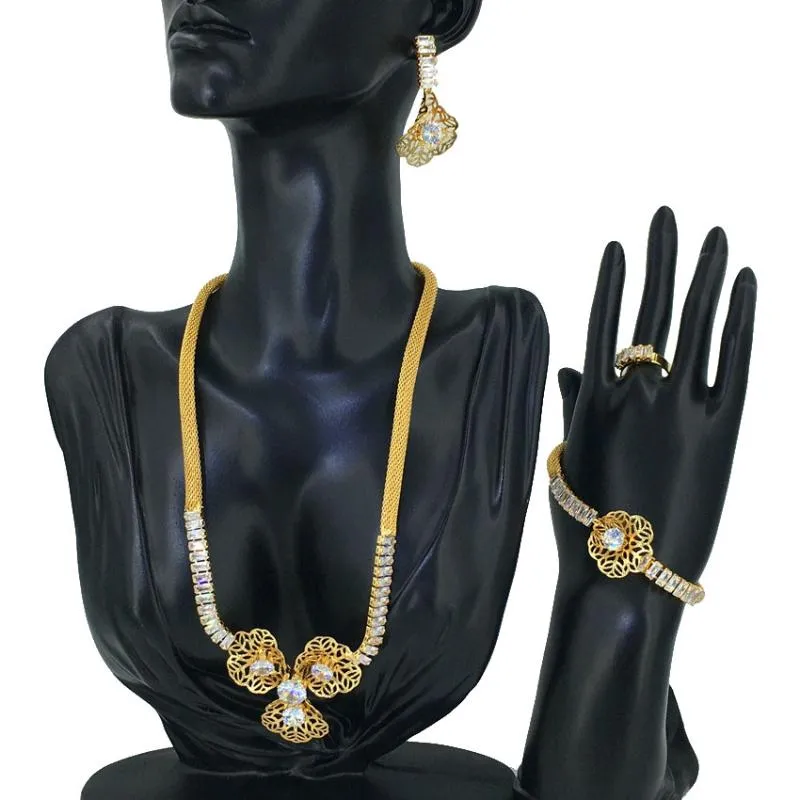 أقراط قلادة mejewelry المجوهرات الأفريقية سحر دبي الذهب مجموعات للنساء مجوهرات الزفاف الزفاف FHK12262