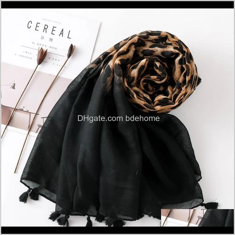 black winter cotton leopard print scarf women brown scarve & wraps girls fashion hijab long scarf shawls