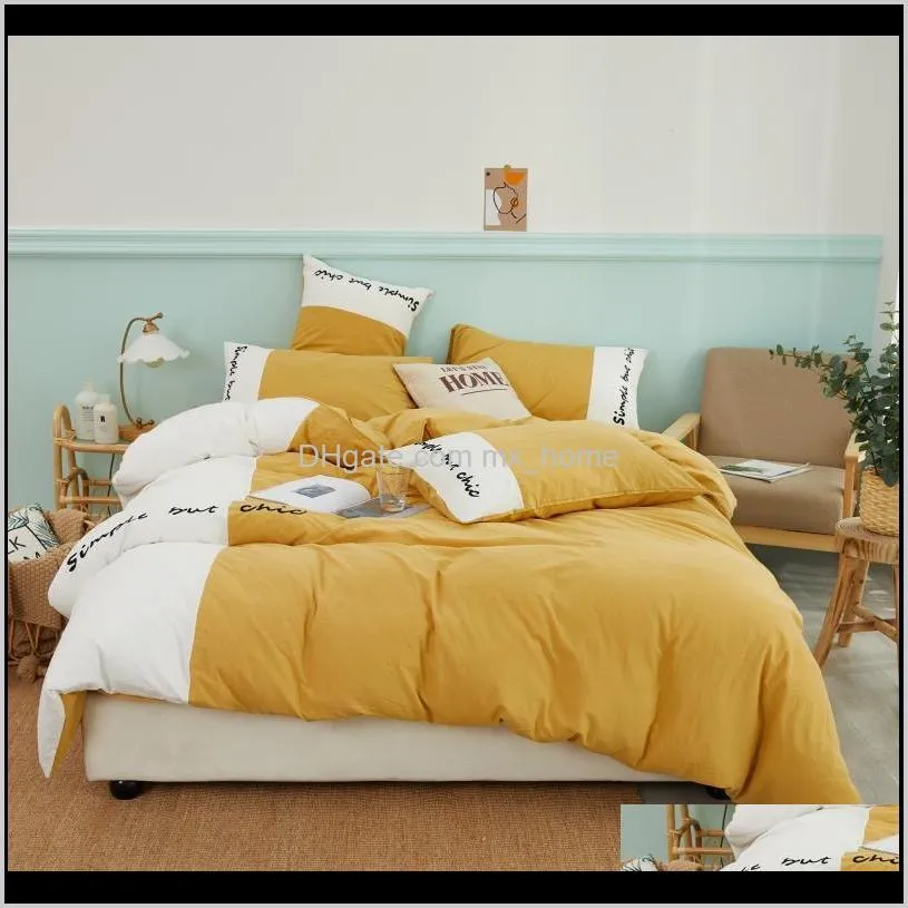 soft washed cotton embroidery bedding set white bedlinen queen king pillowcase bedclothes flat duvet bed solid cover sheet color