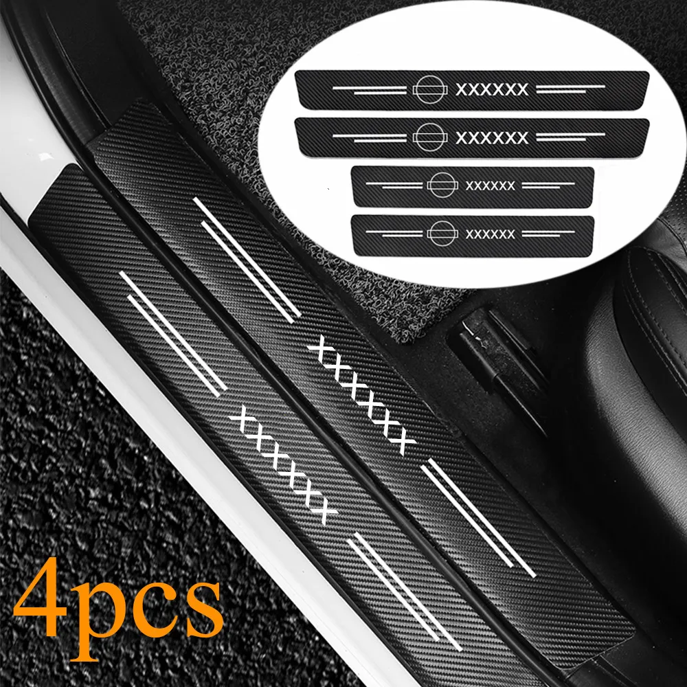 Car Logo Carbon Fiber Door Sills Threshold Stickers For Nissan Nismo X-trail Almera Qashqai Tiida Teana Juke Micra Note Leaf