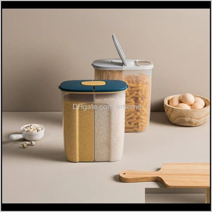 storage box double-layer kitchen grain and tank double-layer, dry goods, plastic moisture-proof sealed bottles & jars