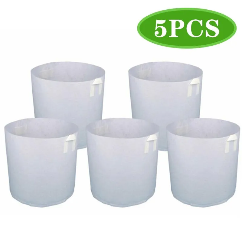 Pack Grow Bags Fabric Pots Root Pouch With Handles Planting Container 5 Gallon Non-woven Growth For Flowers Planters &