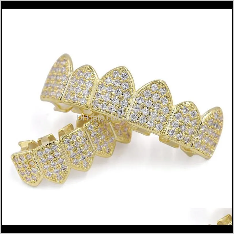 DHgate.com:18K Gold Plated Copper Hip Hop Grillz, Luxury Bling Zircon ...