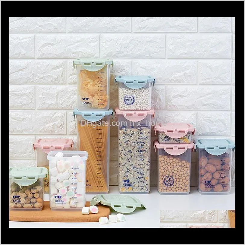 sealed kitchen noodle storage box plastic grain tank with scale organizer bottles & jars