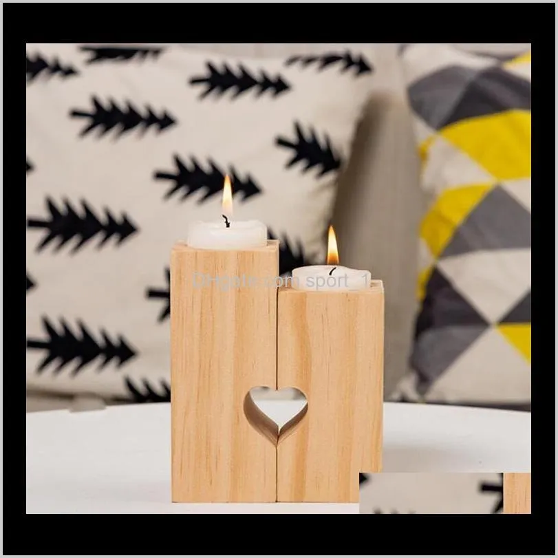 natural wood tea light candle holders heart-shaped romantic candle holders cute decorative wedding decor home decor