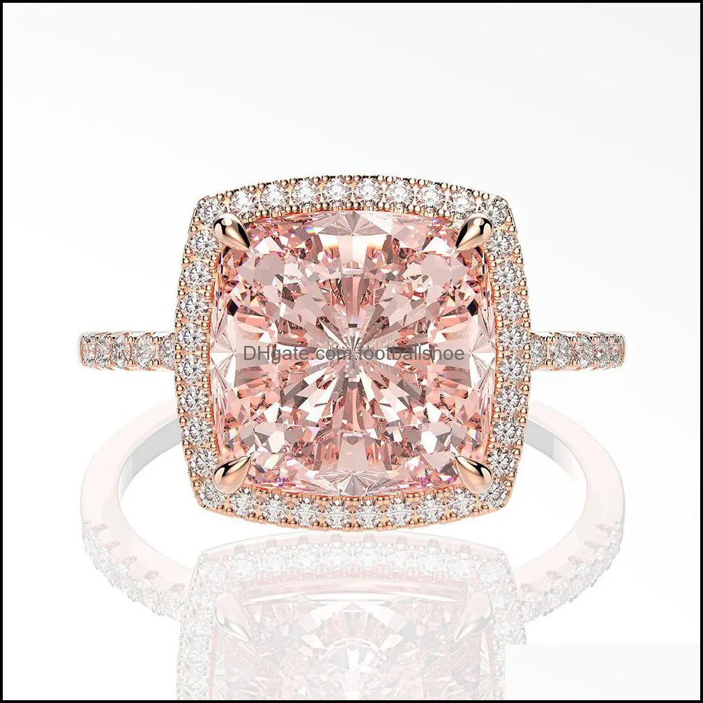 Wong Rain Luxury 100% 925 Sterling Silver Created Moissanite Morganite Gemstone Wedding Engagement Ring Fine Jewelry Wholesale Y1124