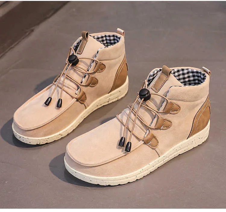 2021 Autunno nuove scarpe casual piatte da donna Lady Outdoor High Top Sneakers fascia elastica piattaforma femminile scarpe da corsa Plus Size 43 Y0907