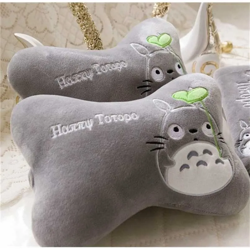 2pcs / set cartton totoro cat bil nackstöd nacke säte kudde kärnkudde fylld kudde kudde 211203