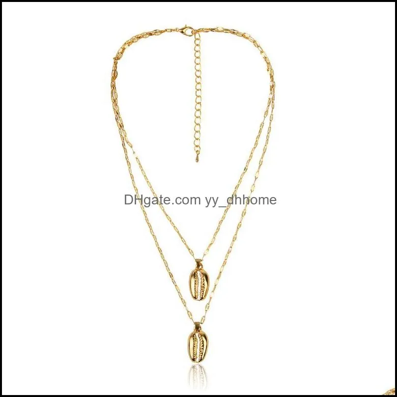 Pendant Necklaces Personality Trendy Multi-layer Clavicle Chain Necklace Gold Metal Shell Simple Bohemian Long For Women Jewelry