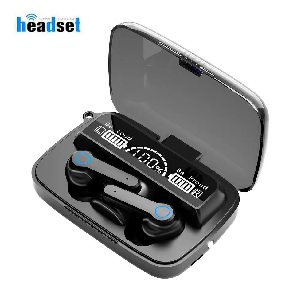 M19 TWS sans fil Bluetooth 5.1 écouteur 2000 mAh boîte de charge casque 9D stéréo sport étanche écouteurs antibruit casque avec boîte de vente au détail pour smartphone