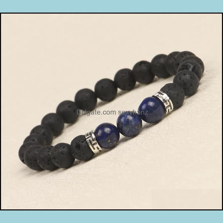 Best selling Unisex chakra energy bracelets natural lava stone bracelets 8mm colorful beads bracelets Fashion Jewelry Crafts