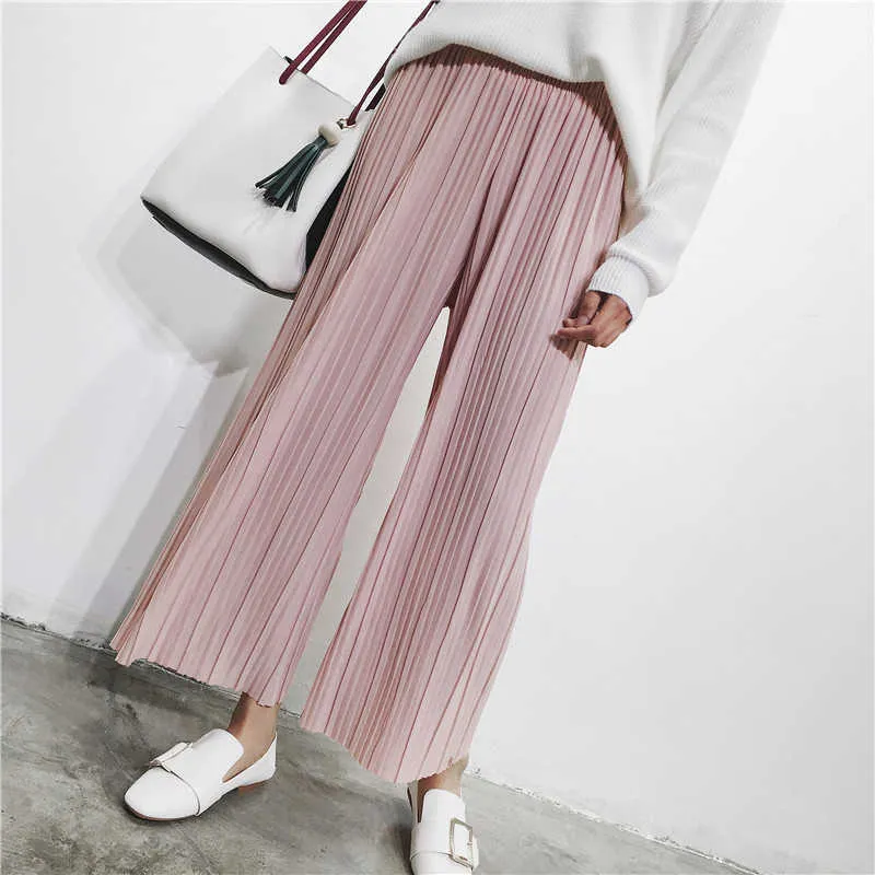 Pink Capri Leggings: Womens Lightweight Wide Leg Pleated Pants