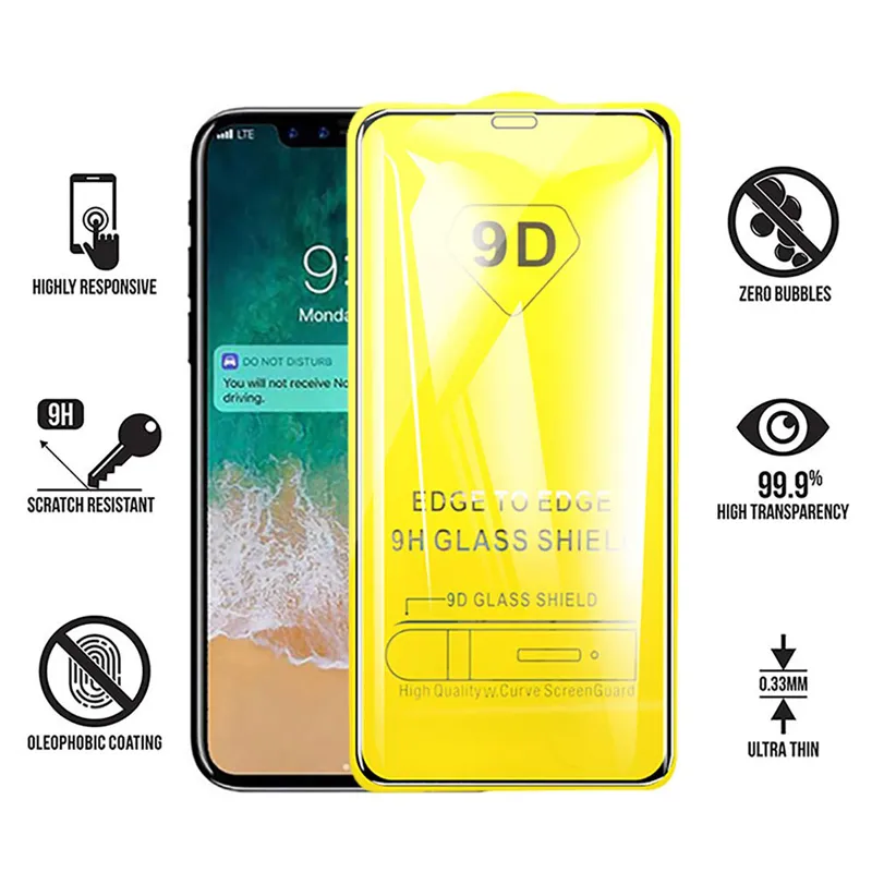 9D Screen Protector For iPhone 13 Pro Max 9H Full Cover Tempered Glass For Apple 12 XR X XS 8 7 6