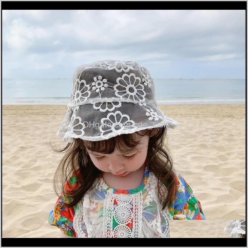 Baby Child Kids Fashion Lace Sun Hat Bucket Hollow Out Cap Mesh Breathable Sun Protect Hat Cap Beach Casual Girls Summer