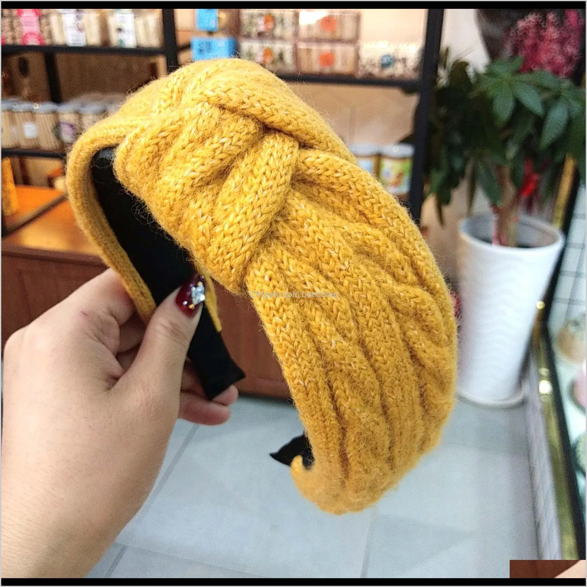 knitted knotted headband korean headband retro high-end twist-shaped woolen thread headwear hairpin simple broad-brim hair accessories