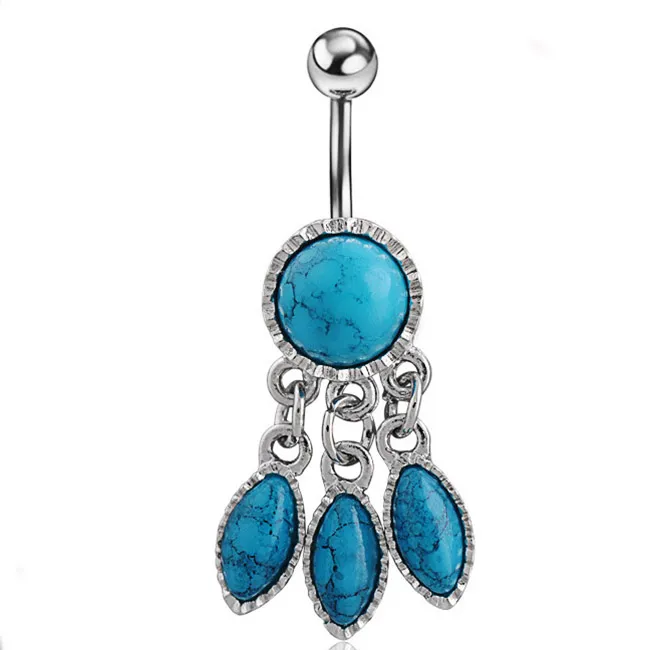 Yyjff D0755 Catcher Belly Belly Stud Aqua.Color