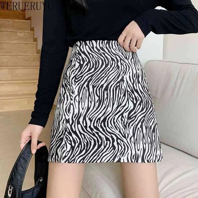 WERUERUYU Women Mini Skirt High Waist Leopard Zebra Print Party