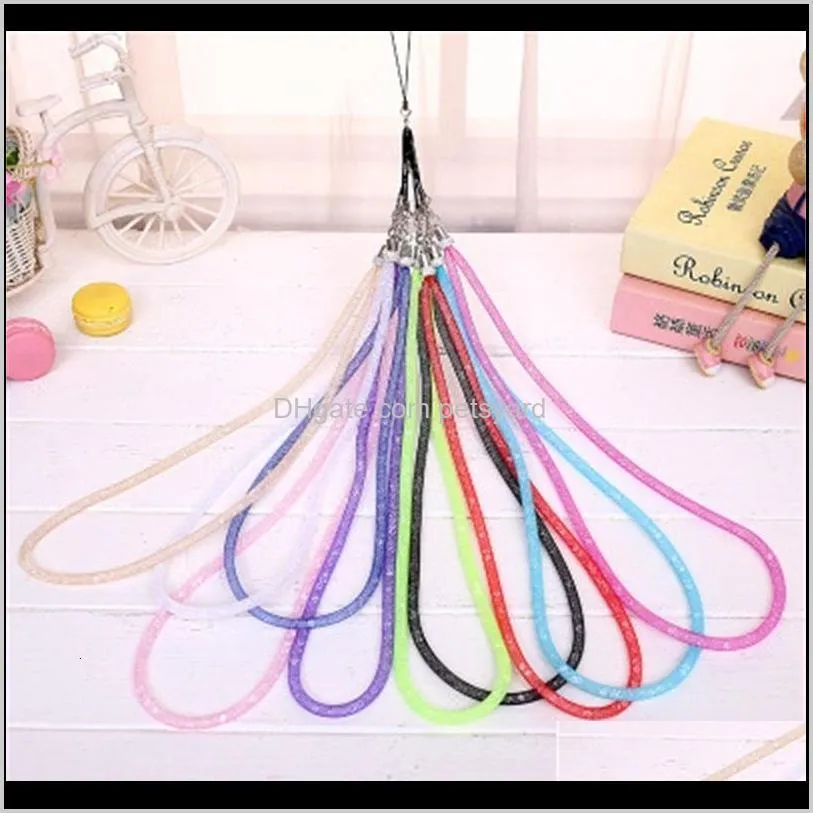 crystal mobile phone lanyard bling rhinestone keychain hanging rope neck strap key lanyards fashion cellphone accessories 1 2hr h1