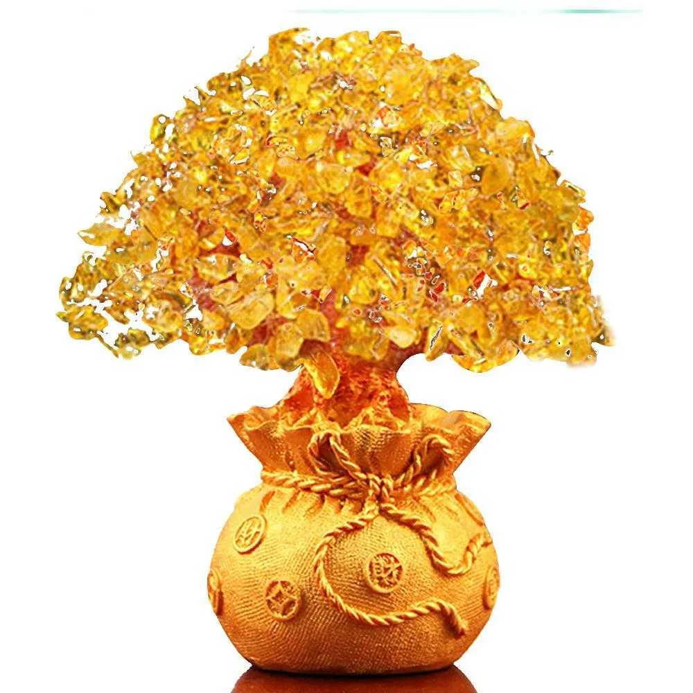 Crystal Yuanbao Tree Delicate Fortune Ornament Gold Ingot Money Wedding Hotel Celebration Lucky X0710