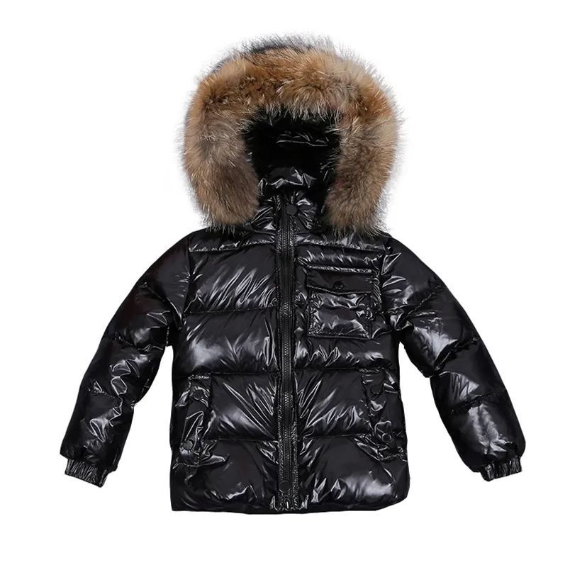 Enfants hiver doudoune pour filles grande vraie fourrure garçons vêtements enfants vêtements bébé épaissir chaud habit de neige enfant en bas âge manteau avec capuche 211203