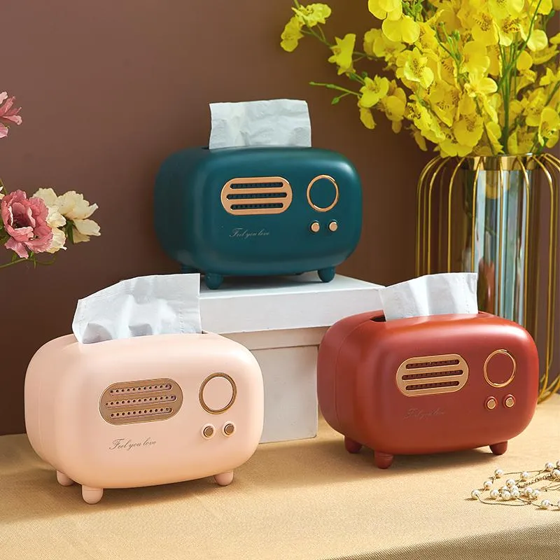 Tissue Boxes Servietten Kunststoff Retro Radio Modell Box Desktop Papier Halter Handtuch Lagerung Serviette Dekoration