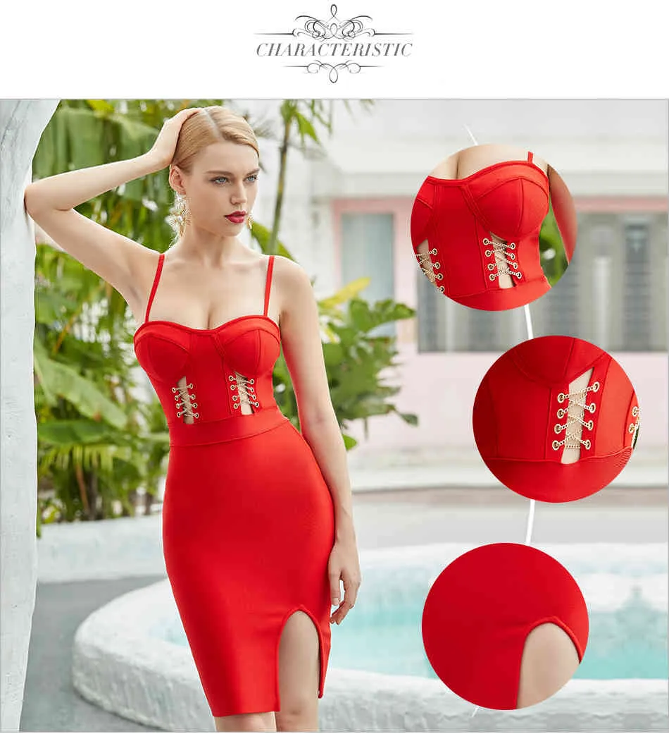 Red Bodycon Dress for Women with Spaghetti Straps and Hollow Out Chains,  Knee-Length, Sizes XS-L from Dhgate Basic & Casual Dresses - price 83.4