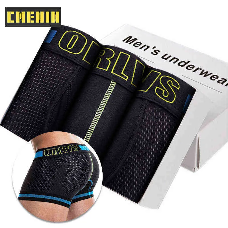 3pcs sexiga män underkläder boxer plus storlek mens underbyxor andas boxareshorts bomullspåse mesh boxer shorts cueca manliga trosor h1214