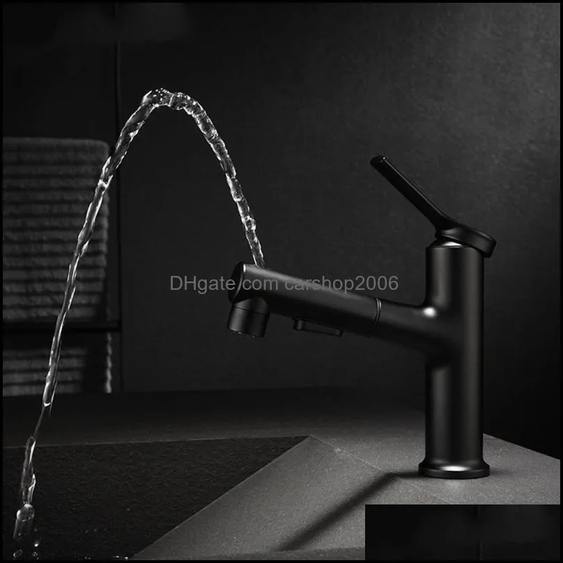 Bathroom Sink Faucets Single Handle Basin Cold/ Mixer Tap Black Water Kitchen Faucet Gargle Brushing Tap1