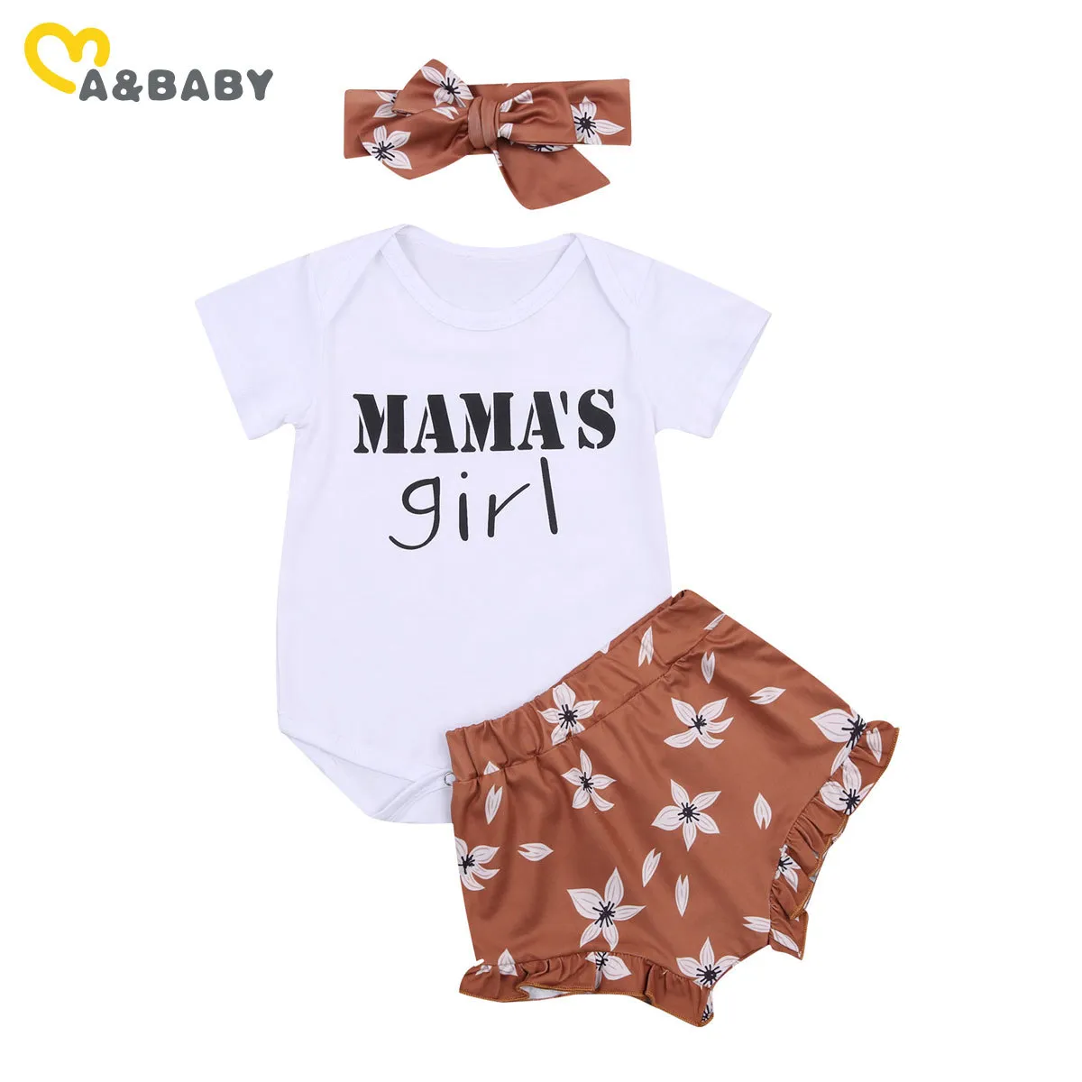 0-24m Sommar Småbarn Born Baby Girl Kläder Set Mamas brev Romper Shorts Outfits Kostymer 210515