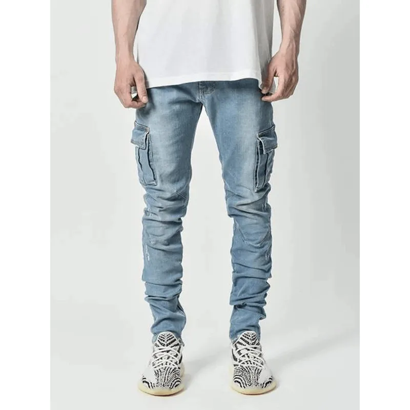 Style Work Fitness Jeans For Men Side Pockets Trousers Men Small