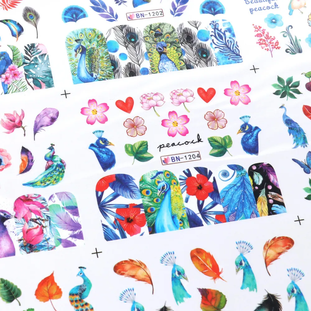Peacock Nail Art Manicure Decal Stickers for Your Fingernails - Etsy