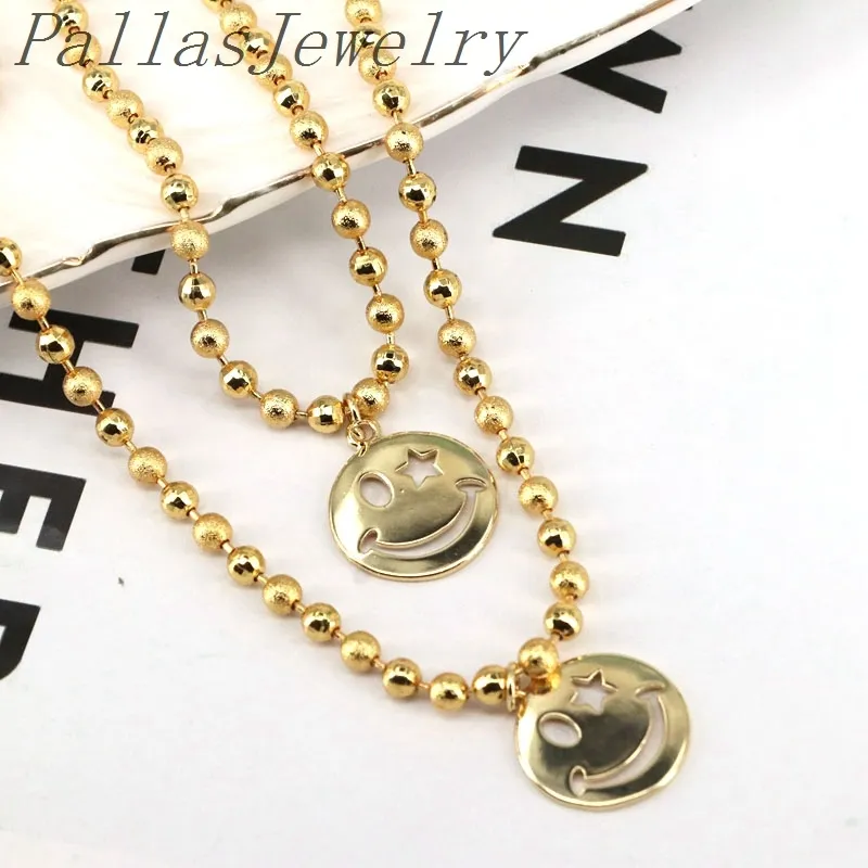 5 stks 2021 Mode Simple Smiley Face Gold Color Bead Chain Ketting Dames Meisjes Luxe Cadeau voor haar