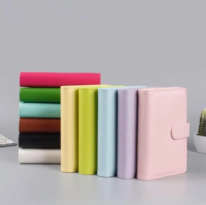 Wholesale A6 Notebook Notepads Binder 6 Rings Spiral Business Office Planner Agenda Budgets Binders Macaron Color PU Leather Cover (Binder Pockets) SN6243