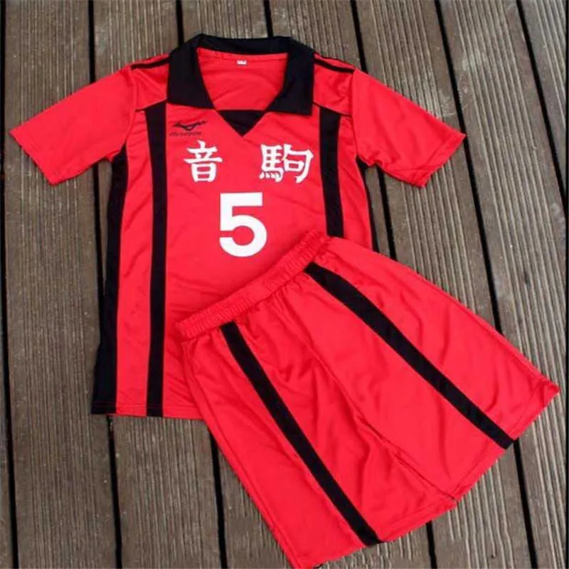 Anime Haikyuu Cosplay Kostüm Nekoma Yüksek Üniforma Kozume KENMA Voleybol Kulübü Üniformaları Yaz T-Shirt Suit Spor Oyun Formaları Y0913