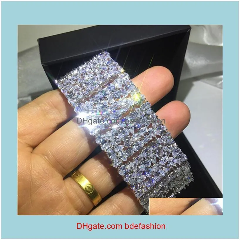20 Style Sparkling Luxury Jewelry 925 Sterling Silver Multi Shape White Topaz CZ Diamond Gemstones Women Wedding Bracelet For Lover