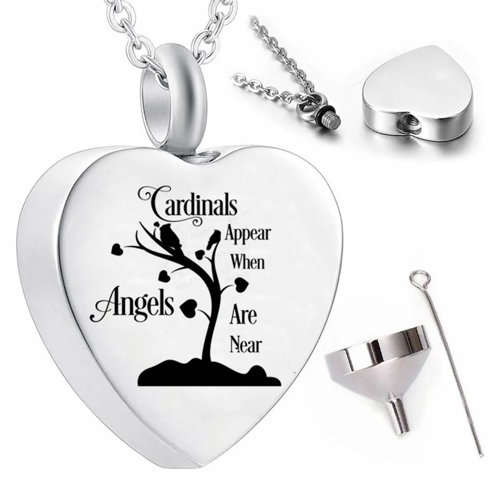 Love Tree Cremation Pendant Necklace Silver Bird Heart Shaped Ashes Urn Keepsake om familie of huisdieren te herdenken