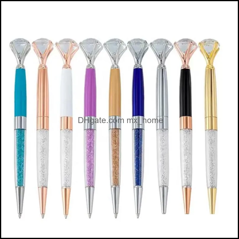 Colorful Diamond Pen Big Crystal Ballpoint Pens Stationery Ballpen Oily Rotate Twisty Black Refill 12 Colors