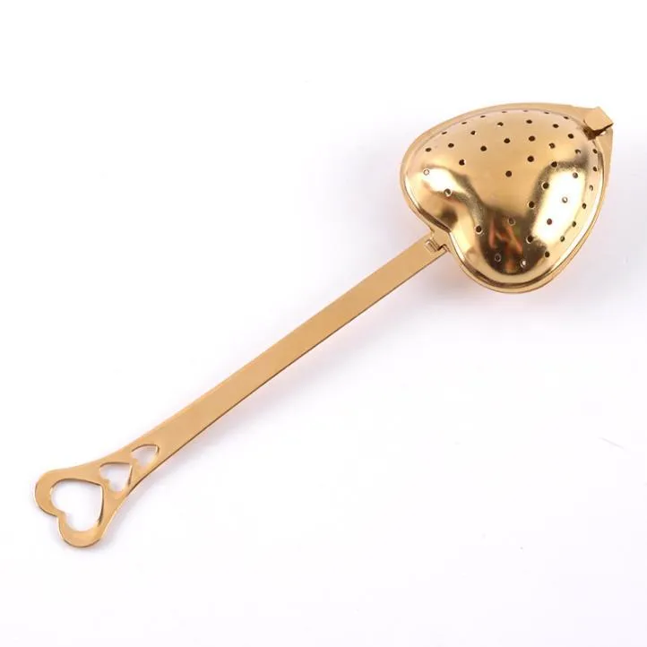 Stainless Strainer Heart Shaped Tea Infusers Teas Tools Teas Filter Reusable Mesh Ball Spoon Steeper Handle Shower Spoons SN4845