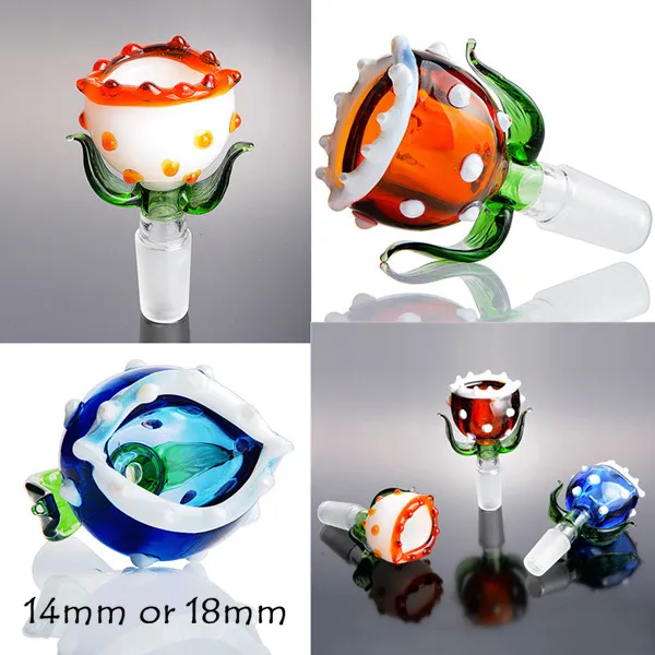 14mm 18mm Male Smoking Hookah's Accessories Piranha Random Color Bowl Herb Oil Burner DAB Rigs Glass Bong's Bowl