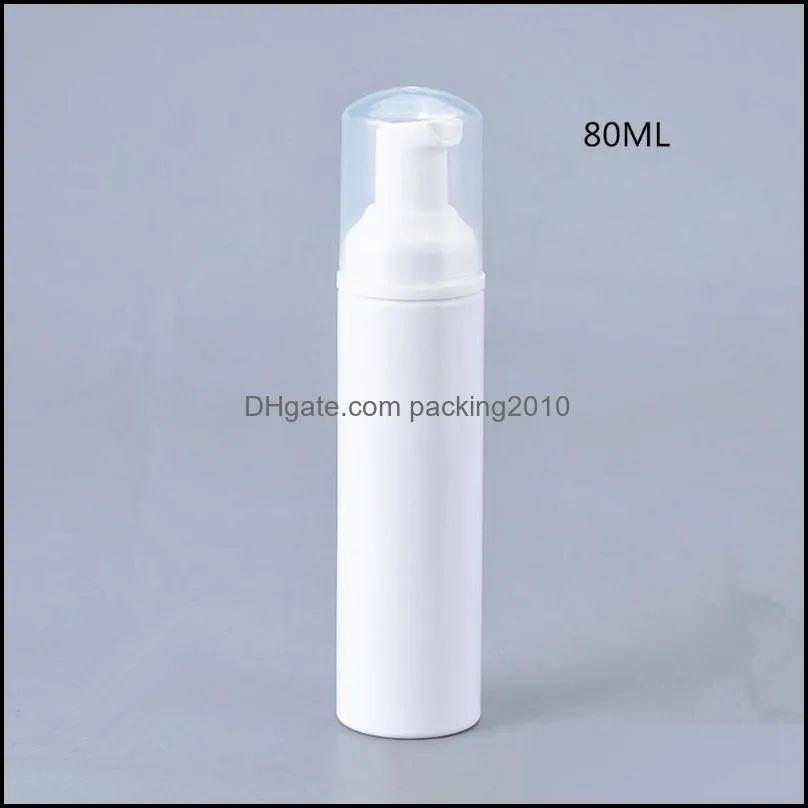 12 X 30ML 50ML 80ML Travel Refillable Facial Cleanser PET White Liquid Soap Foam Bottle with White Foamer Pump