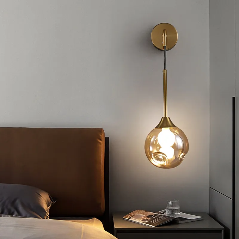 Moderne LED applique boule de verre chevet chambre salon allée style industriel éclairage luxe minimaliste lampe décorative salle de bain miroir phare